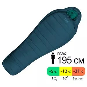 Демісезонний пуховий спальник Pinguin Magma 630 195 (Blue) до -12&deg;C: з капюшоном, Максимальний зріст користувача: 195, Колір: Blue, Сторона застібки: права