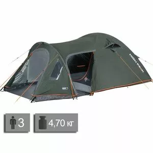 3-місний намет High Peak Kira 3.1: двошаровий, з тамбуром, Кількість місць: 3, Колір: Deep Forest