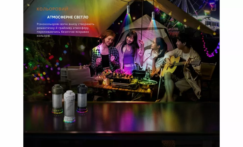 Кемпінговий ліхтар акумуляторний Fenix CL22R (Polar Night): червоне світло, RGB-світло, USB Type-C, Колір корпусу: Polar Night, зображення 7