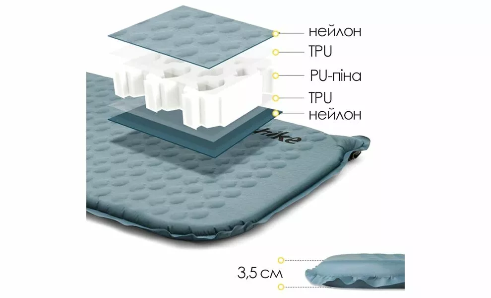 Самонадувний каремат Naturehike CNK2300DZ013 - Mummy (Light Grey), Товщина: 3,5, Тип розміру: Mummy, Колір виробника: Light Grey, зображення 3