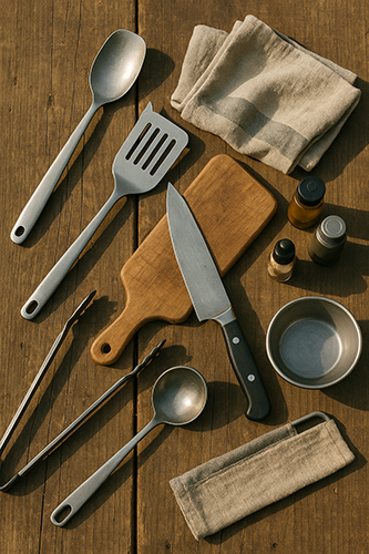 приклад допоміжних кухонних аксесуарів для кемпінгової кухні