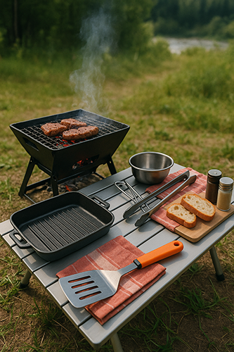 приклад посуду для приготування їжі на грилі та мангалі у кемпінгових умовах