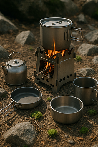 приклад посуду для приготування їжі на похідних пічках у кемпінгових умовах