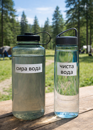 зберігайте сиру та очищену воду в окремих пляшках