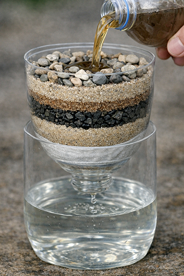 приклад багатошарового фільтру для води з підручних матеріалів