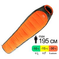 Зимовий туристичний спальник Tramp Arctic - Long (Orange) до -15&deg;C: з капюшоном, Максимальний зріст користувача: 195, Колір: Orange/Grey, Сторона застібки: ліва