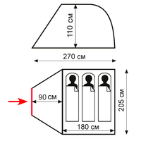 3-місний намет Totem Summer 3 Plus V2: одношаровий, з тамбуром, Кількість місць: 3, Колір: Green, зображення 2
