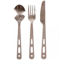 Туристичний набір столових приборів з карабіном Lifeventure Titanium Cutlery Set (виделка, ложка, ніж), титан