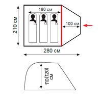 3-місний намет Tramp Fly 3 (Sand): одношаровий, з тамбуром, Кількість місць: 3, Колір: Sand/Black, зображення 2