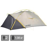 2-місний намет Salewa Litetrek Pro 2: двошаровий, з тамбуром, Кількість місць: 2, Колір: 4745 Grey/Light Grey/Mango