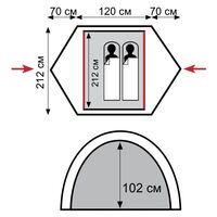 2-місний намет Tramp Sarma 2 V2 (Grey): двошаровий, вітростійкий, Кількість місць: 2, Колір: Grey/Red, зображення 2