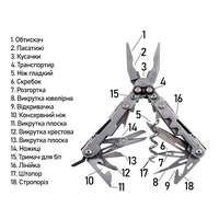 Мультитул SOG PowerLitre (Bead Blast) - 18 функцій, Колір рукоятки: Bead Blast, Колір інструментів: Bead Blast, зображення 8