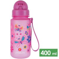 Дитяча пляшка для води з трубочкою Little Life (Butterfly) на 400 мл, тритан, Об'єм: 400, Колір виробника: Butterfly