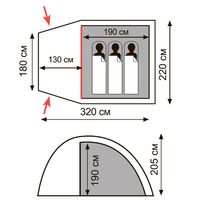 3-місний кемпінговий намет Totem Apache 3 V2, Кількість місць: 3, Колір: Green, зображення 2