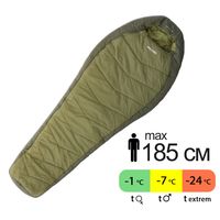 Демісезонний туристичний спальник Pinguin Comfort PFM 185 (Khaki) до -7&deg;C: з капюшоном, Максимальний зріст користувача: 185, Колір: Khaki, Сторона застібки: права