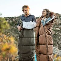 Демісезонний кемпінговий спальник-ковдра Naturehike NH20MSD07 - U350 (Brown) до -2&deg;C: з капюшоном, Максимальний зріст користувача: 195, Колір: Brown, Сторона застібки: права, зображення 8