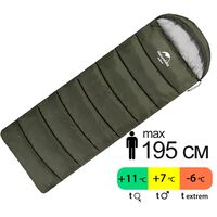 Демісезонний кемпінговий спальник-ковдра Naturehike NH20MSD07 - U150 (Green) до 7&deg;C: з капюшоном, Максимальний зріст користувача: 195, Колір: Green, Сторона застібки: ліва
