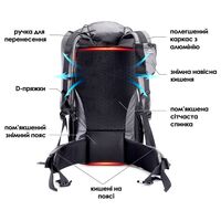 Рюкзак Naturehike NH20BB113 Rock 40 (Black), Об'єм: 40+5, Колір виробника: Black, зображення 3