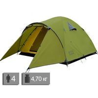 4-місний намет Tramp Camp 4 (Olive): двошаровий, з тамбуром, Кількість місць: 4, Колір: Olive