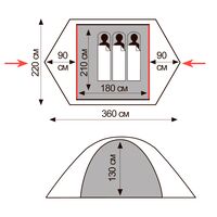 3-місний намет Tramp Nishe 3 V2 (2022): двошаровий, Кількість місць: 3, Колір: Green/Yellow, зображення 2