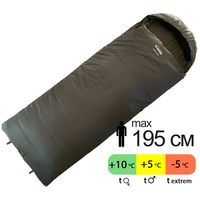 Демісезонний кемпінговий спальник-ковдра Tramp Shypit 200 Wide до 5&deg;C: з капюшоном, Максимальний зріст користувача: 195, Колір: Olive, Сторона застібки: права