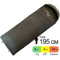 Демісезонний кемпінговий спальник-ковдра Tramp Shypit 400 Wide до -5&deg;C: з капюшоном, Максимальний зріст користувача: 195, Колір: Olive, Сторона застібки: права