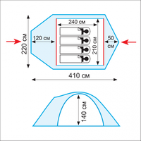4-місний намет Tramp Lair 4 V2: двошаровий, з тамбуром, Кількість місць: 4, Колір: Green, зображення 2