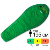 Демісезонний туристичний спальник Pinguin Mistral PFM 195 (Green) до -3&deg;C: з капюшоном, Максимальний зріст користувача: 195, Колір: Green, Сторона застібки: ліва