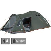 4-місний намет High Peak Kira 4.1: двошаровий, з тамбуром, Кількість місць: 4, Колір: Deep Forest