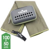 Швидкосохнучий рушник з мікрофібри з чохлом Tribe Pocket Towel - M (Army Green), 100x50 см, Тип розміру: M, Колір: Army Green