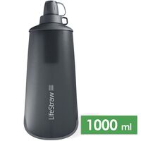 М'яка пляшка з фільтром для води LifeStraw Peak Squeeze (Dark Mountain Grey) на 1 л, Об'єм резервуару: 1000, Колір резервуару: Dark Mountain Grey