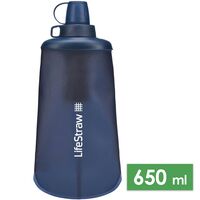 М'яка пляшка з фільтром для води LifeStraw Peak Squeeze (Mountain Blue) на 650 мл, Об'єм резервуару: 650, Колір резервуару: Mountain Blue