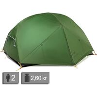 2-місний ультралегкий намет Naturehike NH17T007-M Mongar 2 - 210T (Forest Green): двошаровий, Кількість місць: 2, Колір: Forest Green