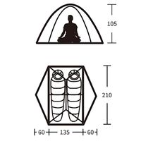 2-місний ультралегкий намет Naturehike NH17T007-M Mongar 2 - 210T (Forest Green): двошаровий, Кількість місць: 2, Колір: Forest Green, зображення 2