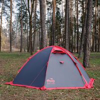 2-місний намет Tramp Rock 2 V2 (Grey): двошаровий, вітростійкий, Кількість місць: 2, Колір: Grey/Red, зображення 3