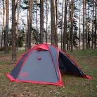 2-місний намет Tramp Rock 2 V2 (Grey): двошаровий, вітростійкий, Кількість місць: 2, Колір: Grey/Red, зображення 5