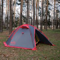 4-місний намет Tramp Rock 4 V2 (Grey): двошаровий, вітростійкий, Кількість місць: 4, Колір: Grey/Red, зображення 9