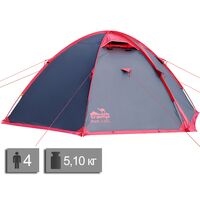 4-місний намет Tramp Rock 4 V2 (Grey): двошаровий, вітростійкий, Кількість місць: 4, Колір: Grey/Red