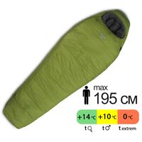Літній туристичний спальник Pinguin Lite Mummy CCS 195 (Khaki) до 10&deg;C, Максимальний зріст користувача: 195, Колір: Khaki, Сторона застібки: права