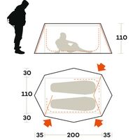 2-місний ультралегкий намет Ferrino Den 2: без каркасу, двошаровий, Кількість місць: 2, Колір: Blue, зображення 2