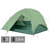 3-місний ультралегкий намет Ferrino Nemesi 3 Pro (Green): двошаровий, Кількість місць: 3, Колір: Green