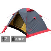 2-місний намет Tramp Peak 2 V2 (Grey): двошаровий, Кількість місць: 2, Колір: Grey/Red