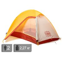 2-місний намет Turbat Borzhava 2 Alu: двошаровий, Кількість місць: 2, Матеріал каркасу: алюміній, Колір: Yellow