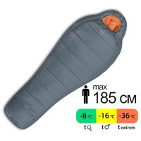 Зимовий туристичний спальник Pinguin Expert CCS 185 (Grey) до -16&deg;C: з капюшоном, Максимальний зріст користувача: 185, Колір: Grey, Сторона застібки: права