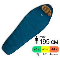 Демісезонний туристичний спальник Pinguin Micra CCS 195 (Blue) до 1&deg;C: з капюшоном, Максимальний зріст користувача: 195, Колір: Blue, Сторона застібки: права