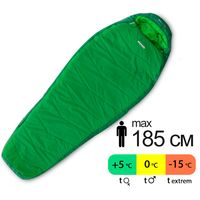 Демісезонний туристичний спальник Pinguin Savana PFM 185 (Green) до 0&deg;C: з капюшоном, Максимальний зріст користувача: 185, Колір: Green, Сторона застібки: права