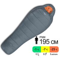 Демісезонний туристичний спальник Pinguin Topas CCS 195 (Grey) до -7&deg;C: з капюшоном, Максимальний зріст користувача: 195, Колір: Grey, Сторона застібки: права
