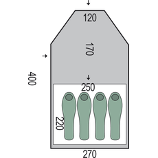 Палатка Pinguin Campus 4 (Green), 4-местная, Количество мест: 4, Материал каркаса: стеклопластик, Цвет: Green, изображение 2