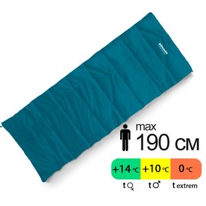 Літній кемпінговий спальник-ковдра Pinguin Lite Blanket CCS 190 (Petrol) до 10&deg;C, Максимальний зріст користувача: 190, Колір: Petrol, Сторона застібки: права