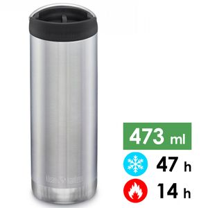 Термокружка для кави Klean Kanteen TKWide Cafe (Brushed Stainless) на 473 мл: герметична кришка, Об'єм: 473, Колір: Brushed Stainless